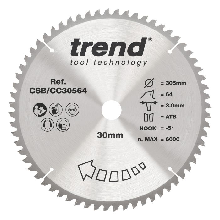 CSB/CC30564 - Trend Wood Mitre Saw Blade 305mm x 30mm x 64T