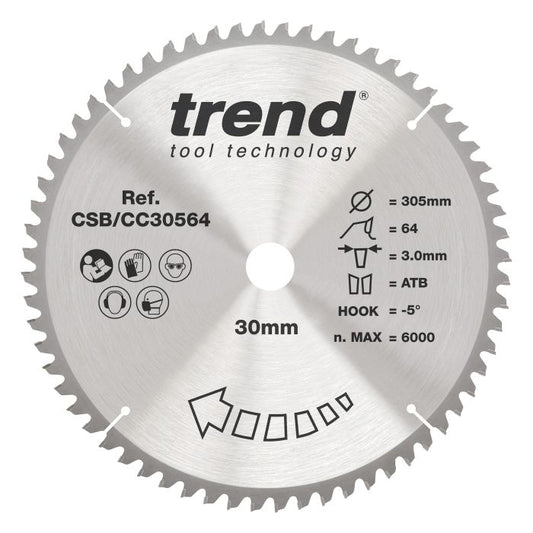 CSB/CC30564 - Trend Wood Mitre Saw Blade 305mm x 30mm x 64T