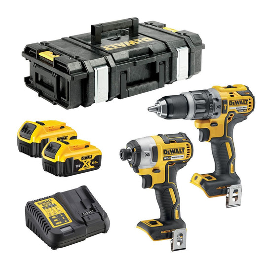 DeWalt DCK266P2 18v XR Brushless Combi Drill & Impact Driver Twinpack Kit (2x 5.0Ah, Charger, Case)