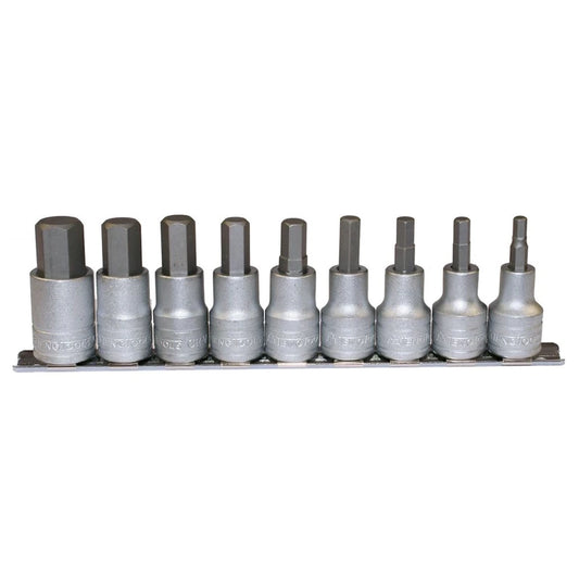 Teng Tools 1/2" Hex Bit Socket Clip Rail Set 9 Pieces M1212