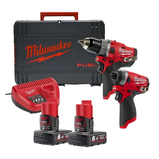 Milwaukee M12FPP2A2-602X M12 FUEL 2 Piece Power Pack (2x 6Ah Batteries, Charger, Case)