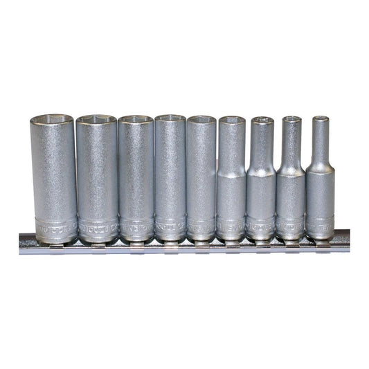 Teng Tools 1/4" Deep Socket Clip Rail Set 6 pt 9 Pieces M1407