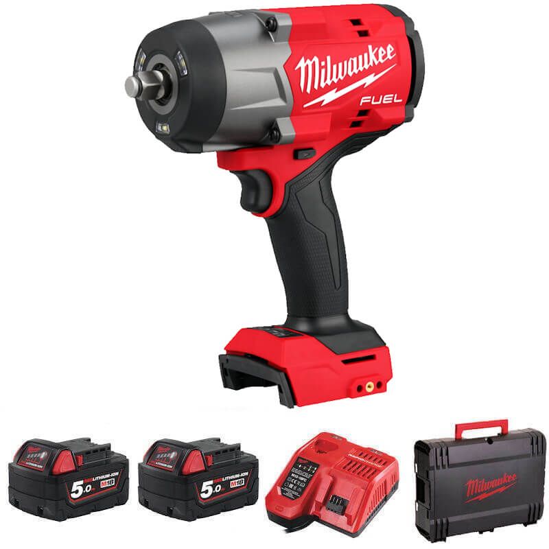 Milwaukee M18FHIW2F12-502X 18V FUEL 1/2'' High Torque Impact Wrench (2x 5Ah Batteries, Charger, Case)