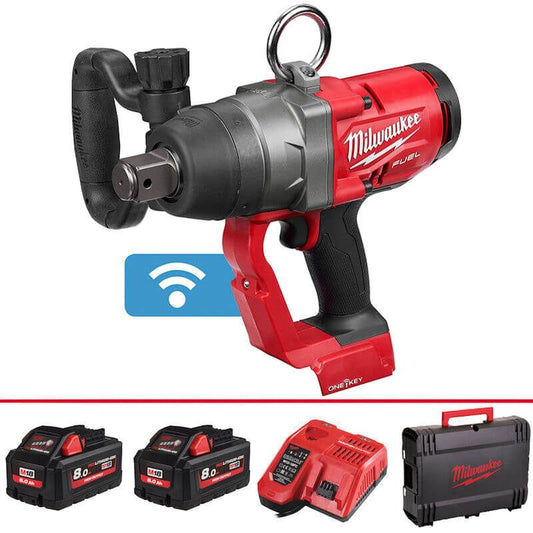MILWAUKEE M18ONEFHIWF1-802 18V ONE KEY FUEL 1'' IMPACT WRENCH KIT (2x 8Ah FORGE, CHARGER, CASE)