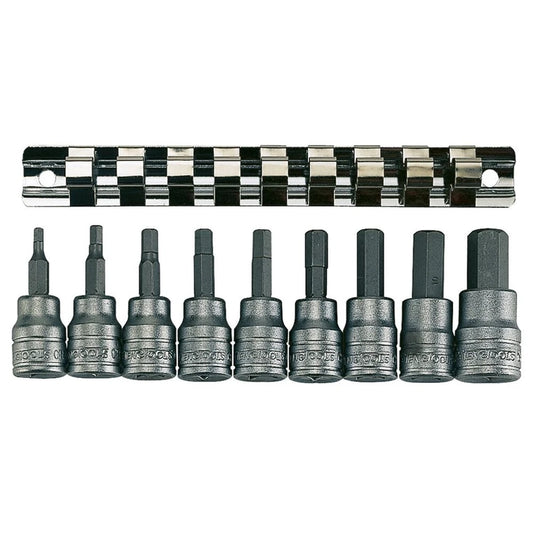 Teng Tools 3/8" TX Bit Socket Clip Rail Set 9 Pieces M3813TX