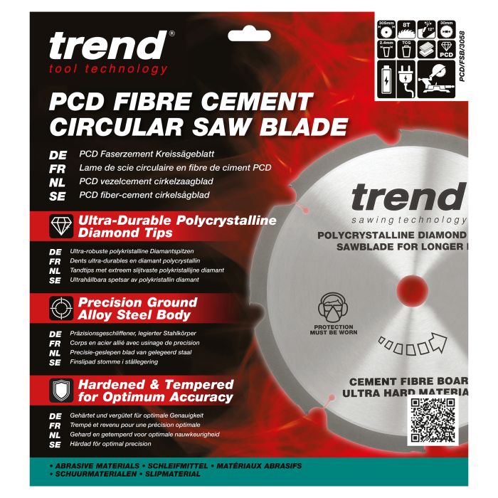 PCD/FSB/3058 - Trend PCD Fibre Cement Circular Saw Blade 305mm x 30mm x 8T